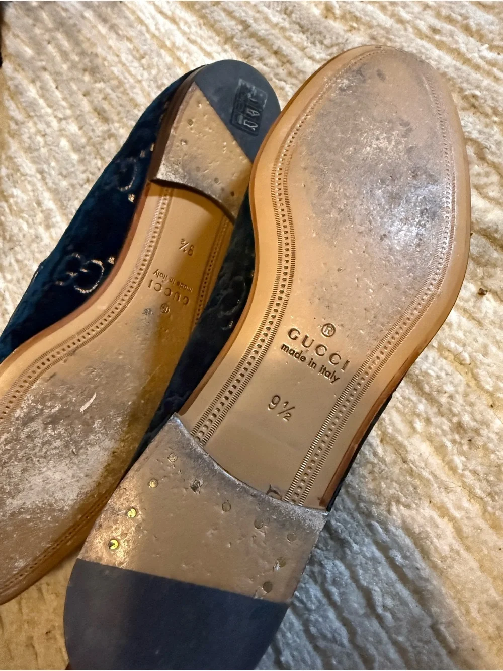 Gucci Dark Green Velvet Horsebit Loafers